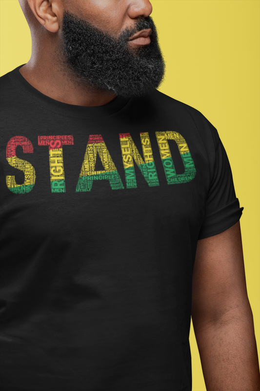 "STAND"  Pan-African Colored Word Cluster Short-Sleeve Unisex T-Shirt