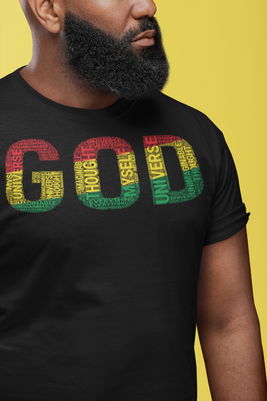 "GOD"  Pan-African Colored Word Cluster Short-Sleeve Unisex T-Shirt