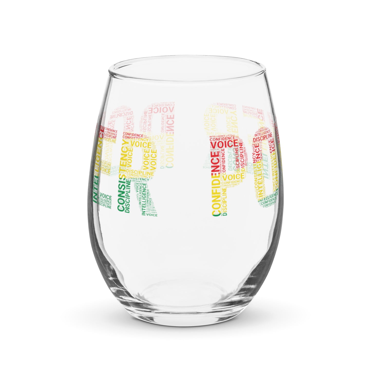 POWER Word Cluster Stemless wine glass