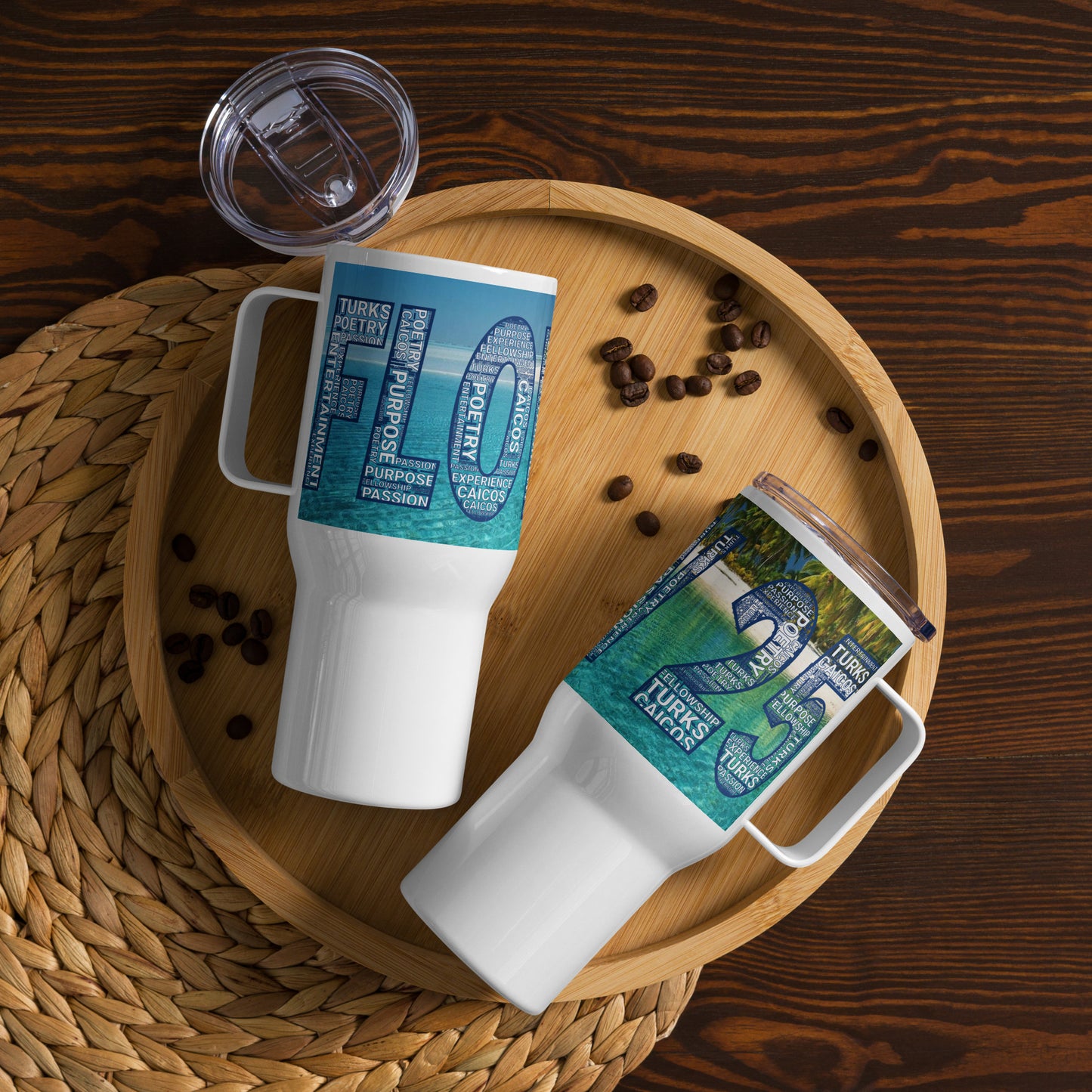 TURKS AND CAICOS FLOW INTERNATIONAL Travel mug with a handle