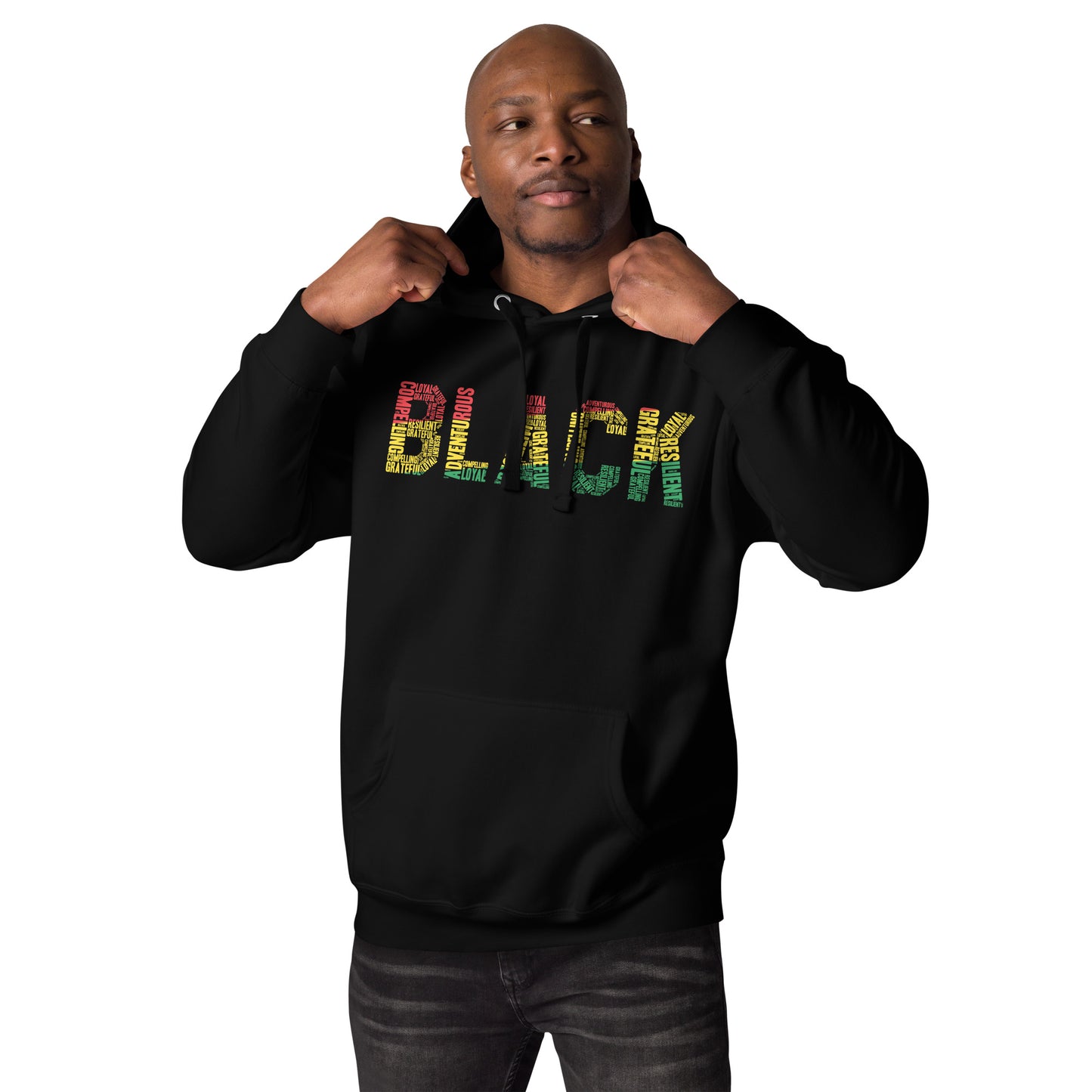 "BLACK" Word Cluster Hoodie