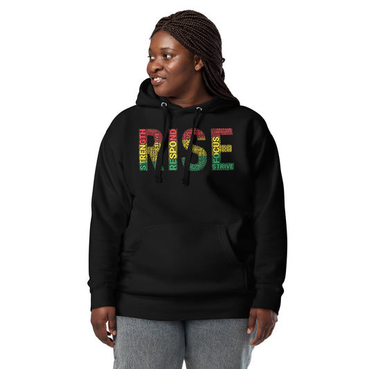 RISE Pan-African Colored Word Cluster Unisex Hoodie