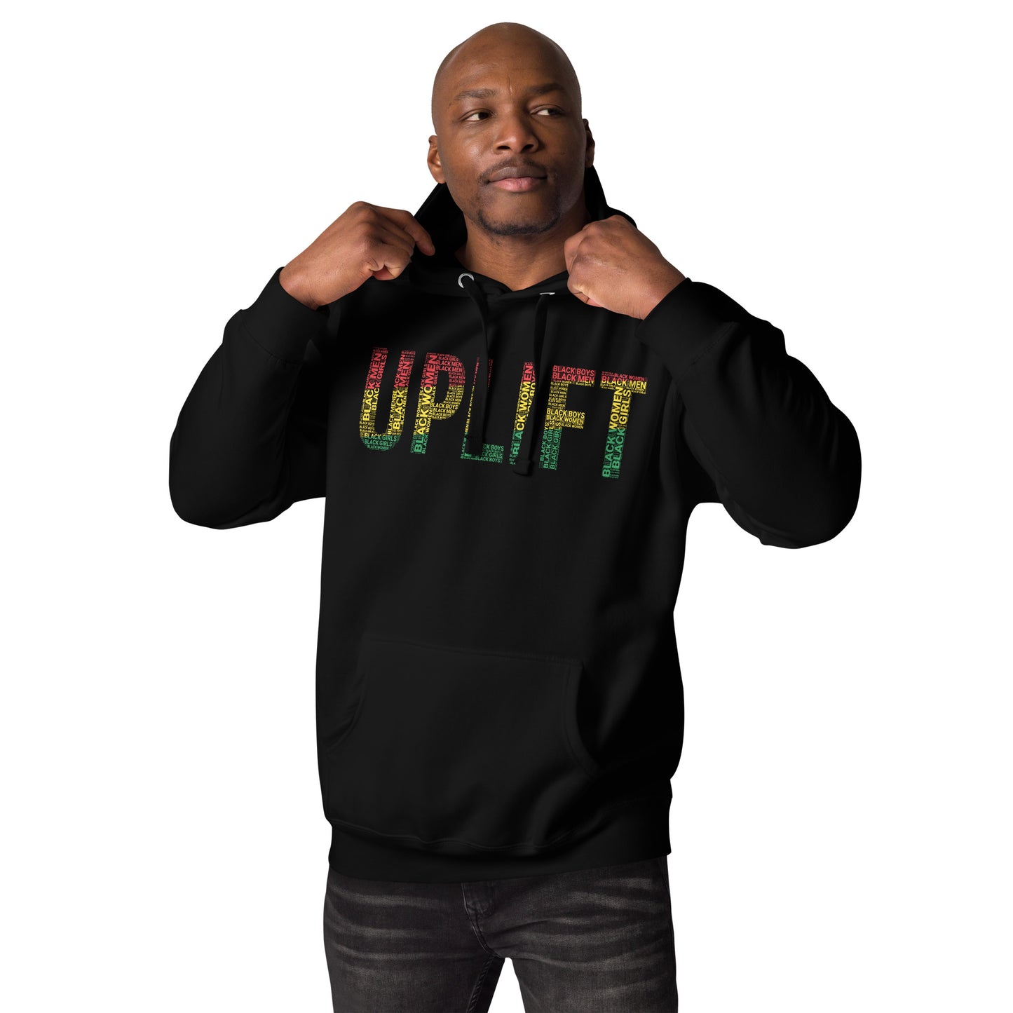 "UPLIFT" Pan-African Colored Word Cluster Unisex Hoodie