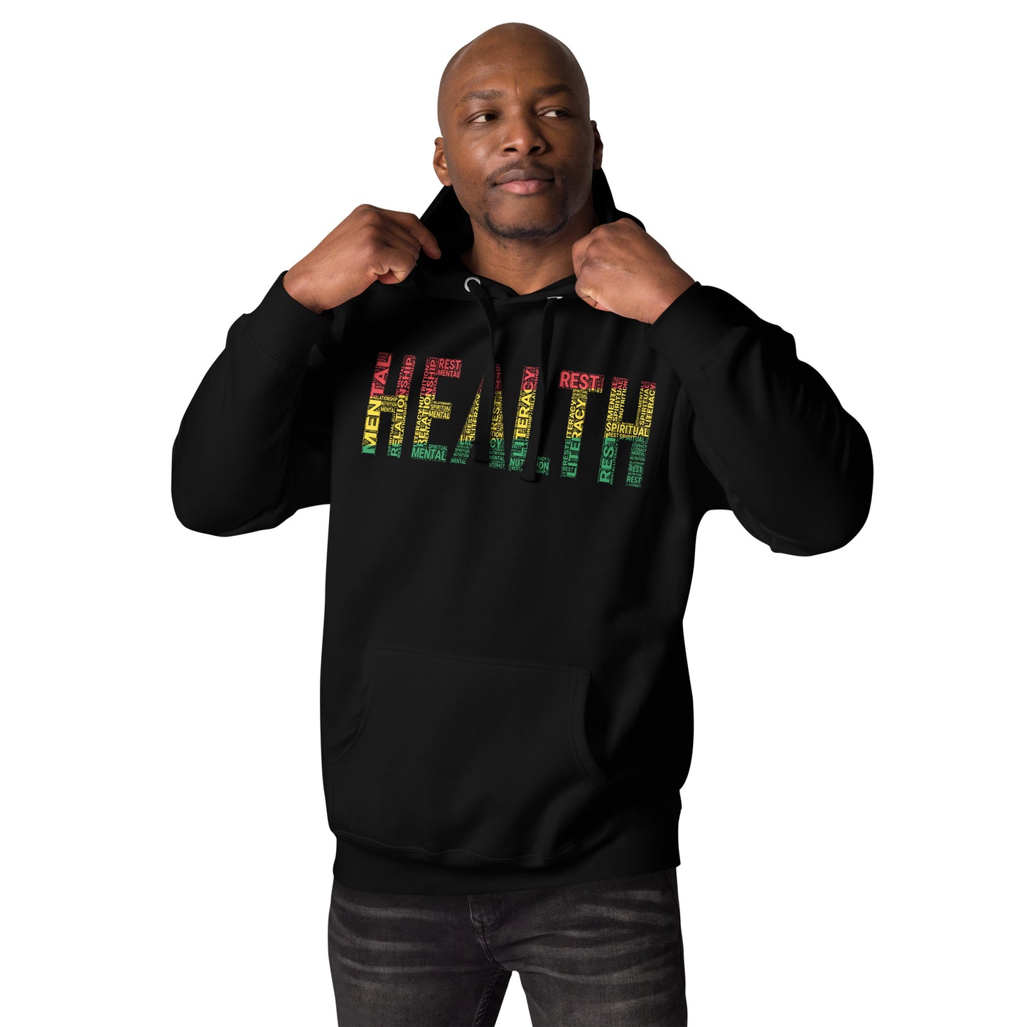 "HEALTH" Pan-African Colored Word Cluster Unisex Hoodie