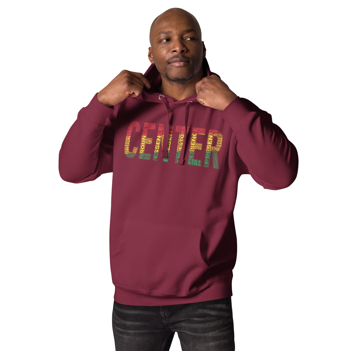 "CENTER" Pan-African Colored Word Cluster Unisex Hoodie