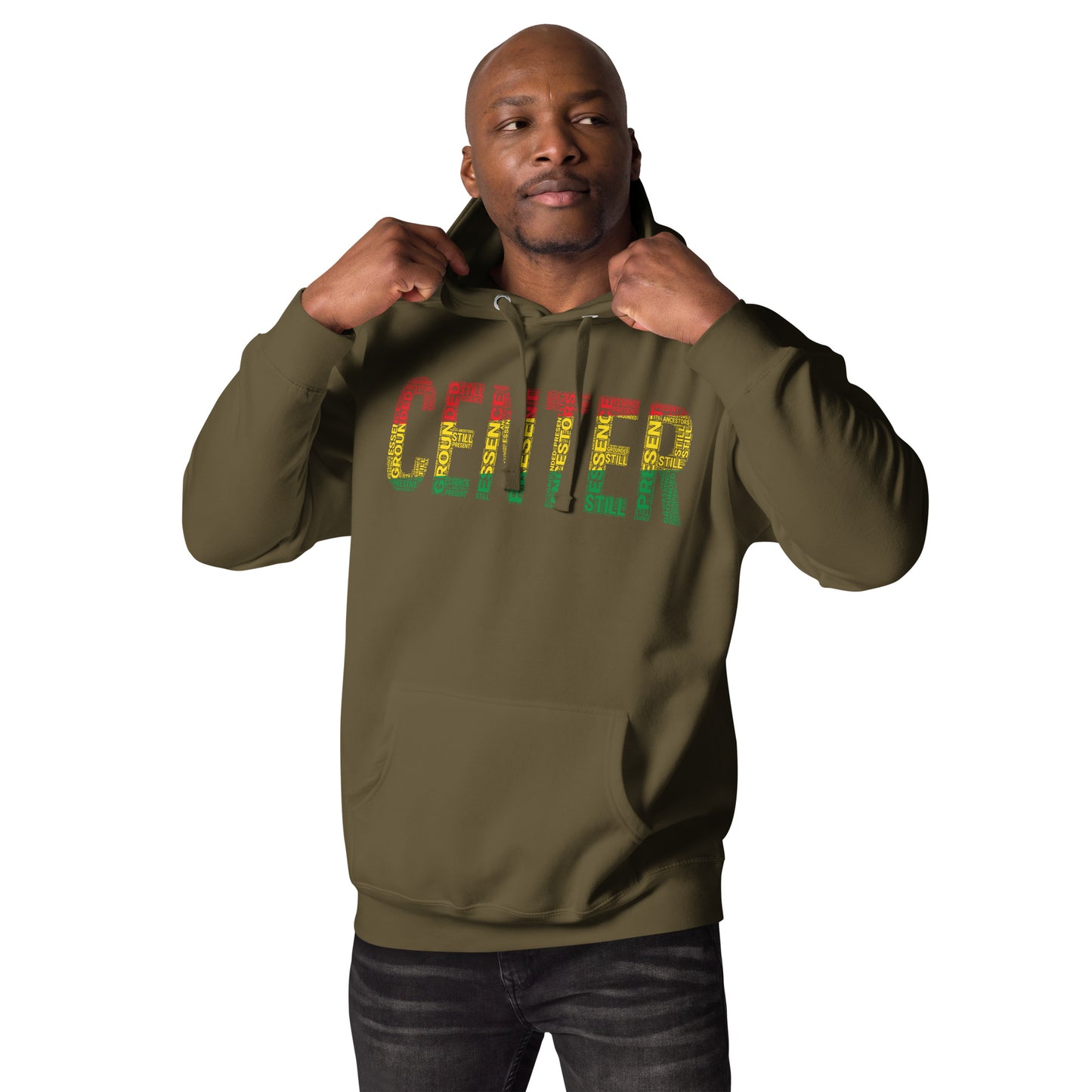 "CENTER" Pan-African Colored Word Cluster Unisex Hoodie