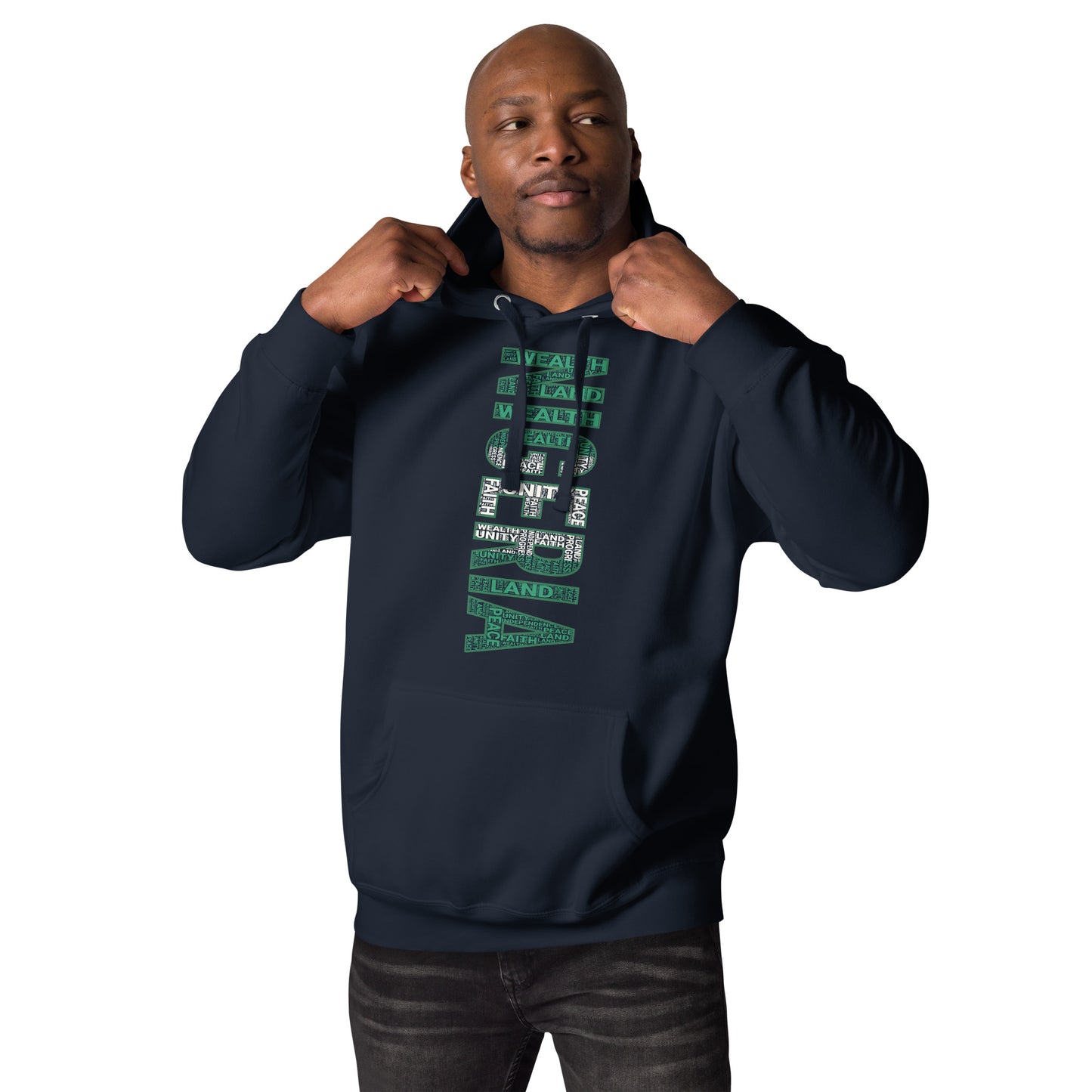 NIGERIA NATIONAL FLAG INSPIRED Word Cluster Unisex Hoodie (Vertical)