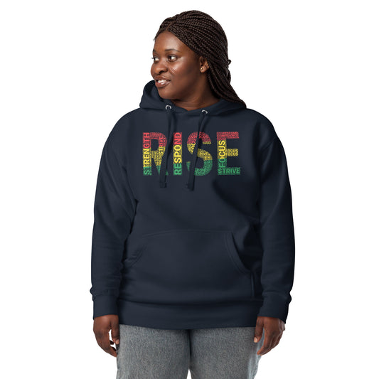 RISE Pan-African Colored Word Cluster Unisex Hoodie