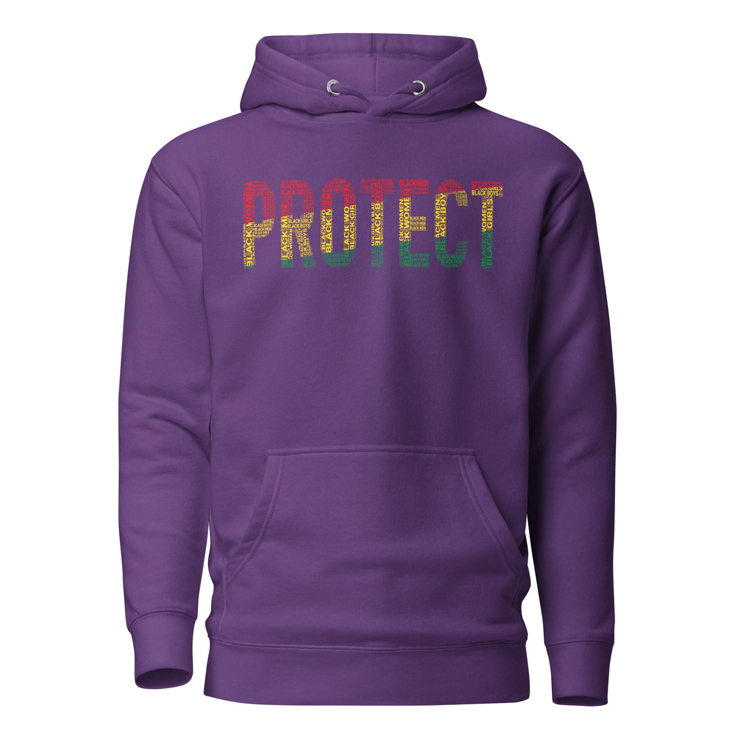 "PROTECT" Black Men, Black Women, Black Girls, Black Boys  Pan-African Colored Word Cluster Unisex Hoodie