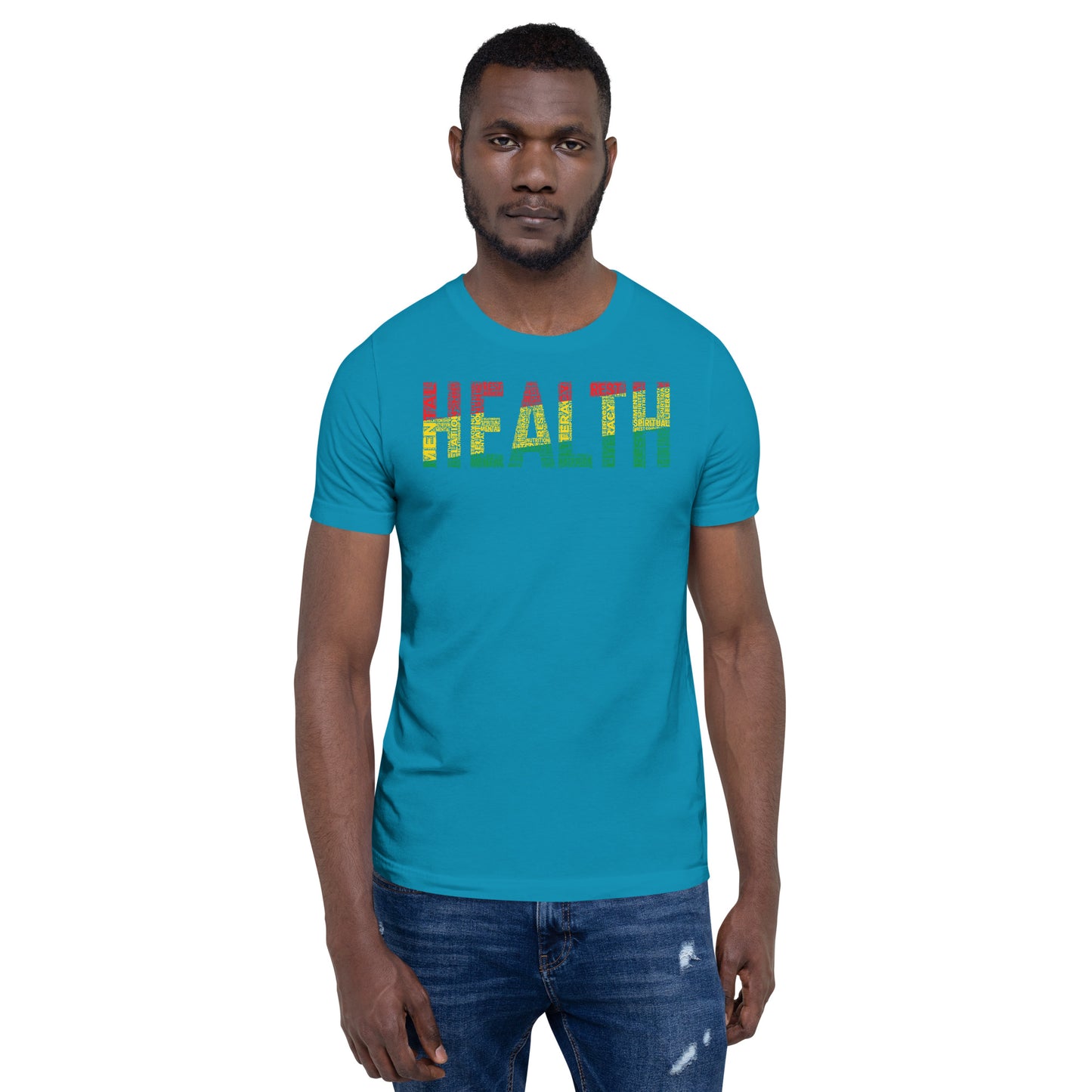 "HEALTH" Pan-African Colored Word Cluster Short-Sleeve Unisex T-Shirt
