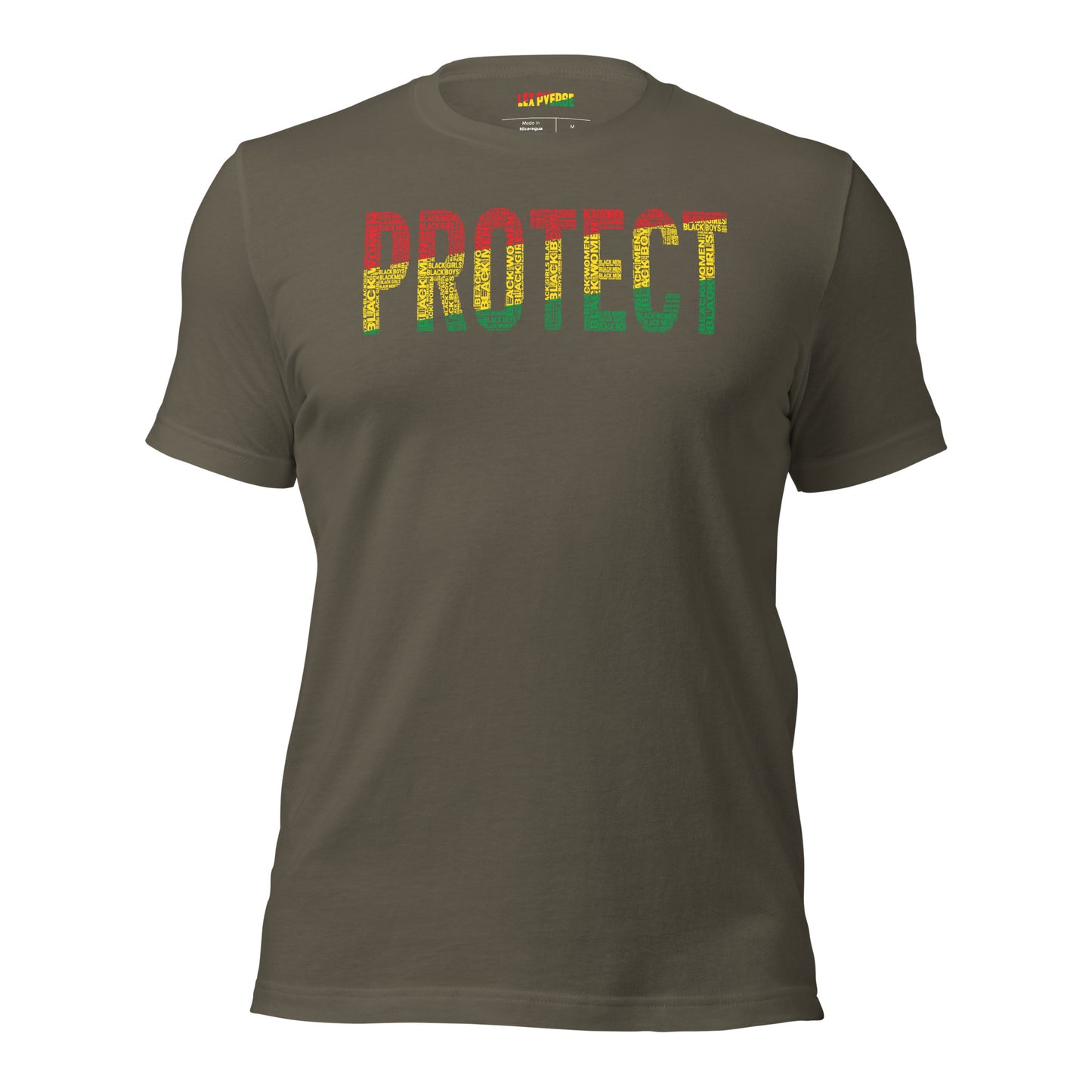 "PROTECT" Black Men, Black Women, Black Girls, and Black Boys  Pan-African Colored Word Cluster Short-Sleeve Unisex T-Shirt