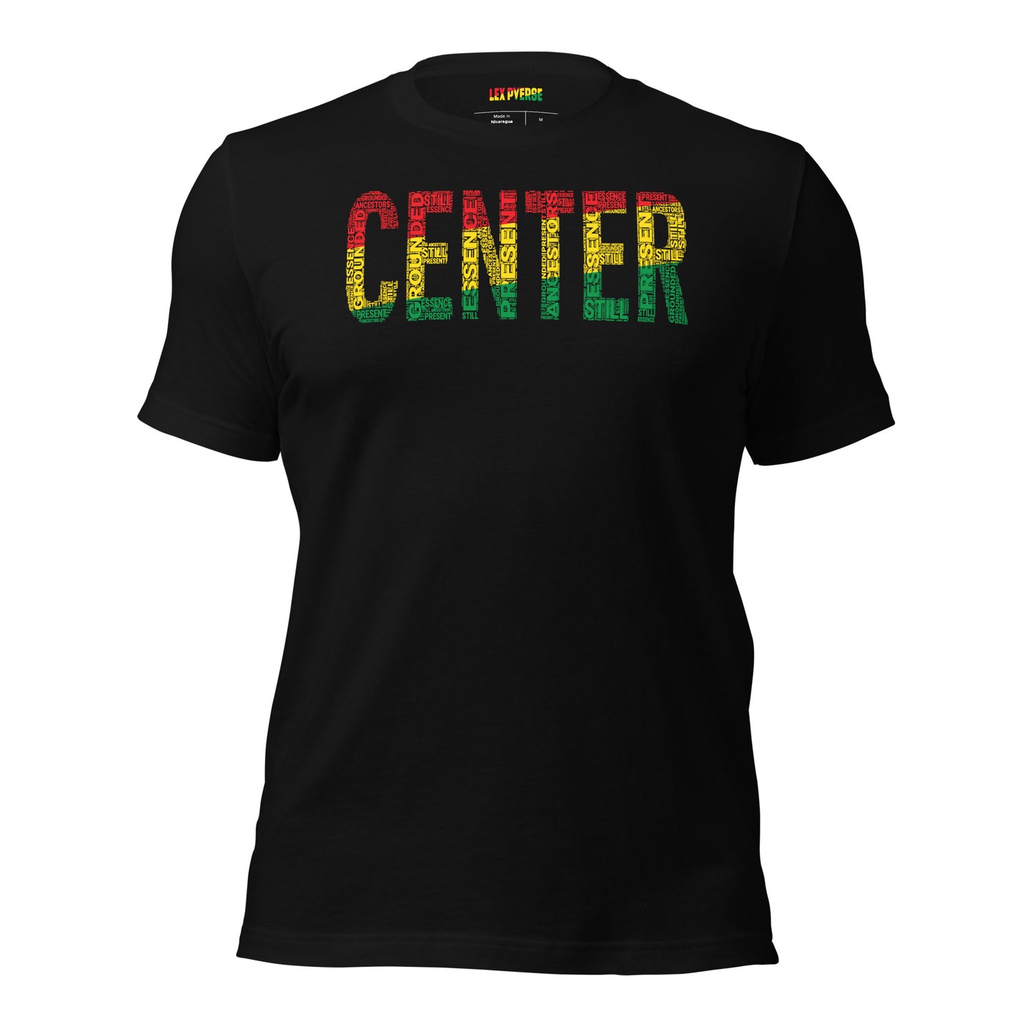 "CENTER" Pan-African Colored Word Cluster Short-Sleeve Unisex T-Shirt