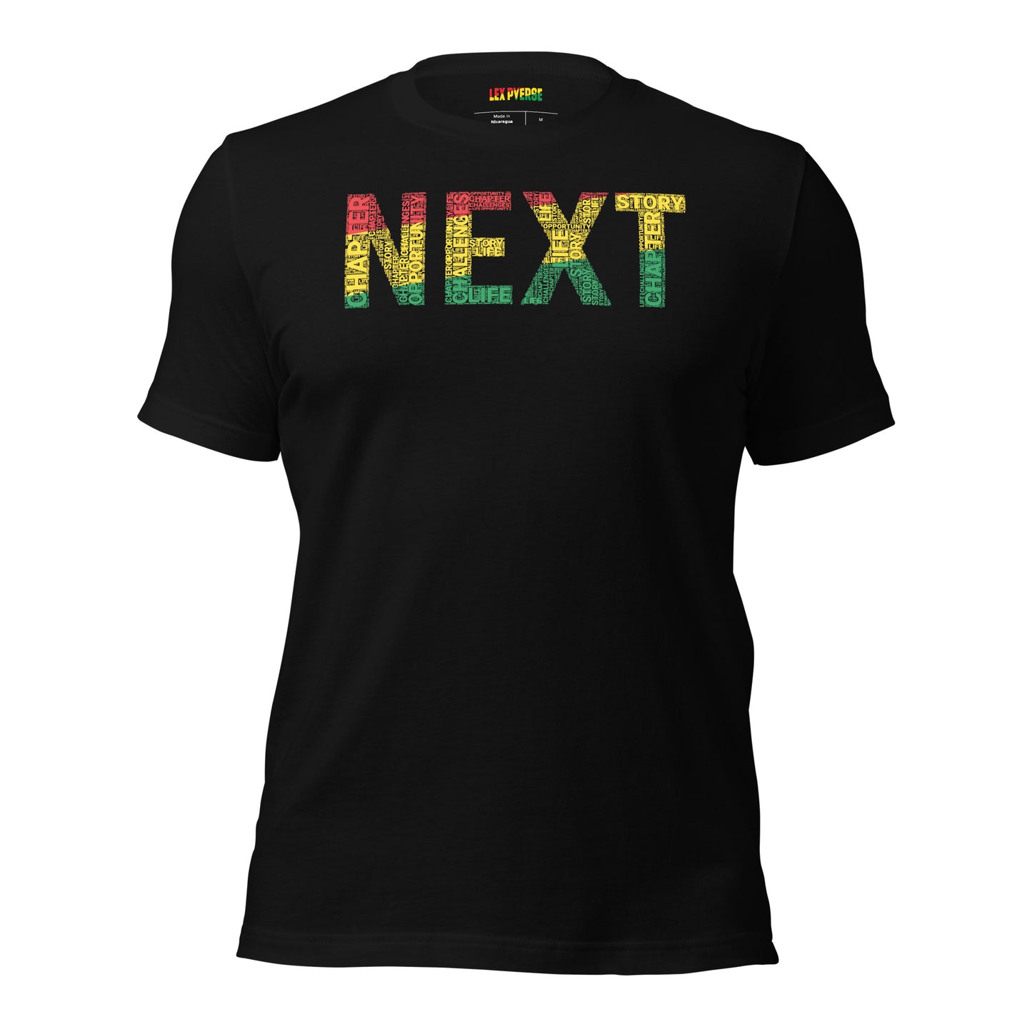 "NEXT" Pan-African Colored Word Cluster Short-Sleeve Unisex T-Shirt