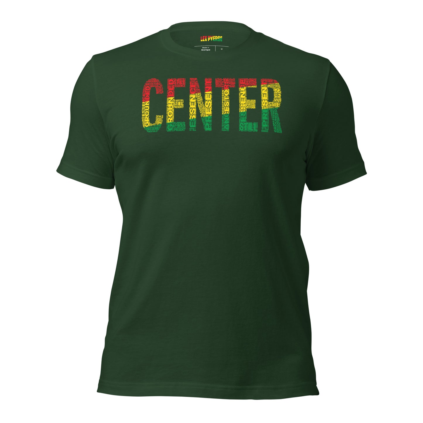 "CENTER" Pan-African Colored Word Cluster Short-Sleeve Unisex T-Shirt