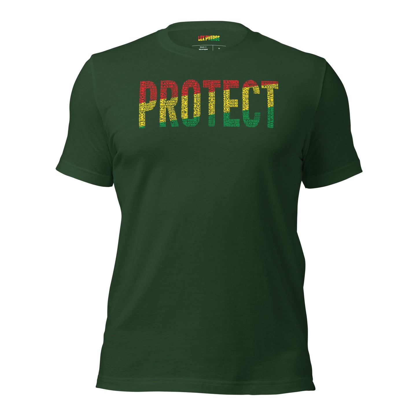 "PROTECT" Black Men, Black Women, Black Girls, and Black Boys  Pan-African Colored Word Cluster Short-Sleeve Unisex T-Shirt