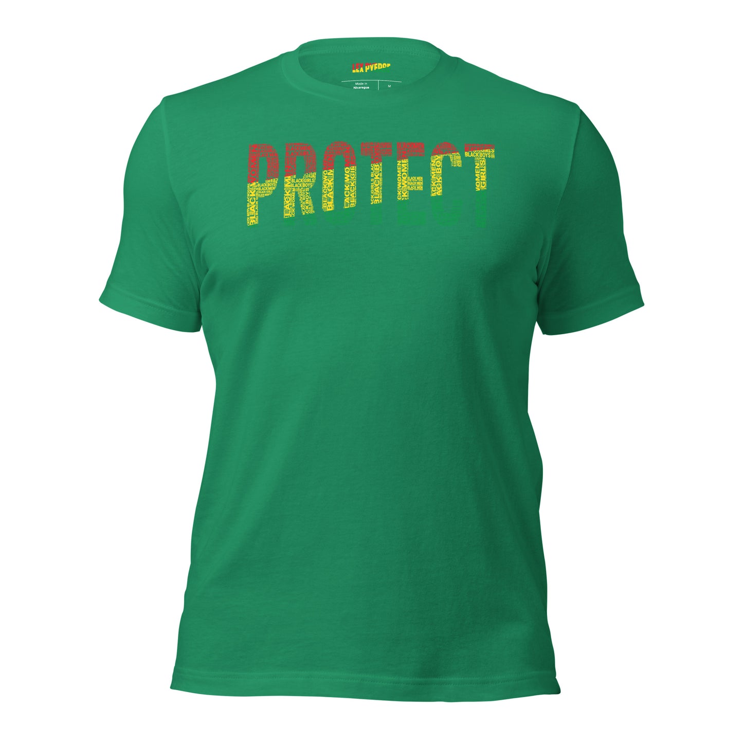 "PROTECT" Black Men, Black Women, Black Girls, and Black Boys  Pan-African Colored Word Cluster Short-Sleeve Unisex T-Shirt