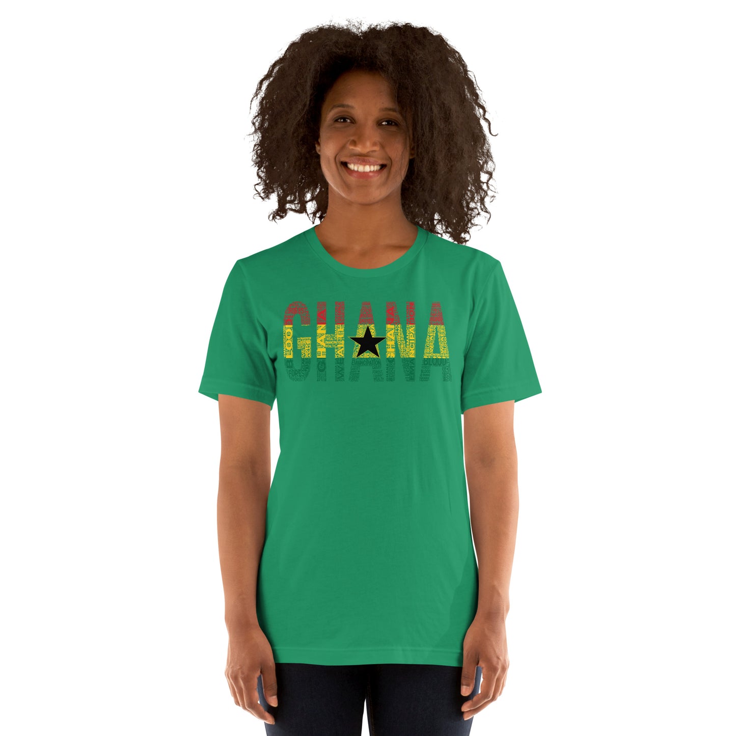 GHANA National Flag Inspired Word Cluster Short-Sleeve Unisex T-Shirt