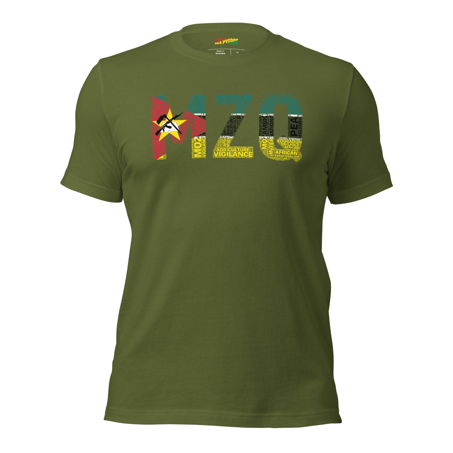 Mozambique National Flag Inspired Word Cluster T-Shirt