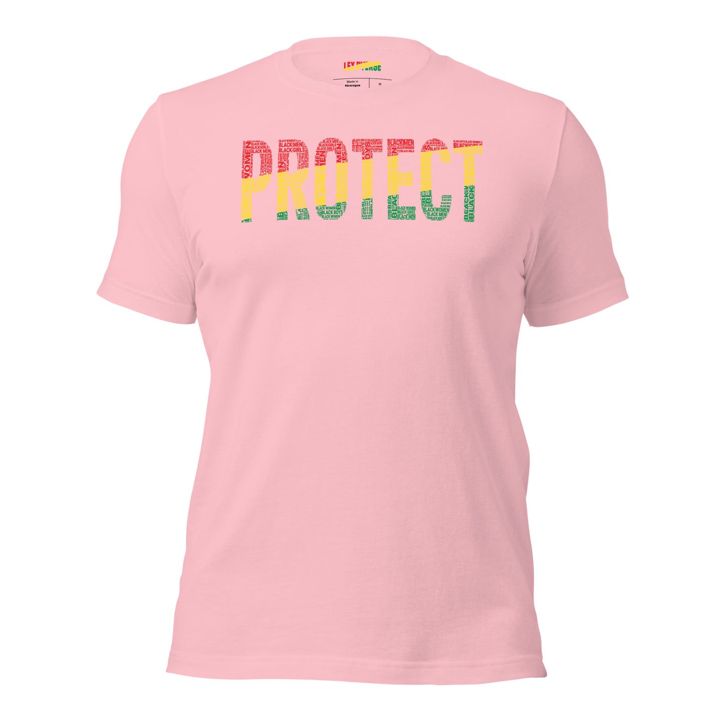 "PROTECT" Black Men, Black Women, Black Girls, and Black Boys  Pan-African Colored Word Cluster Short-Sleeve Unisex T-Shirt