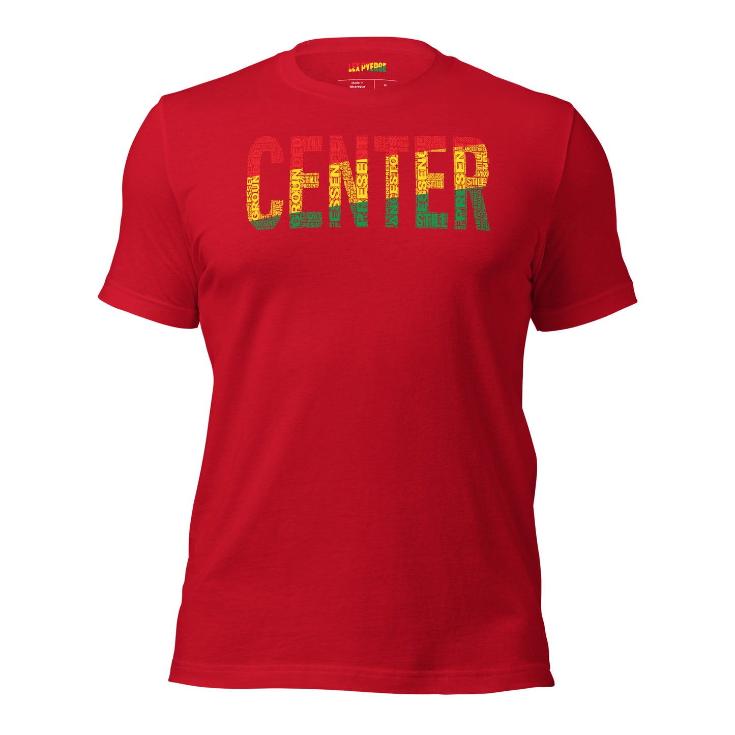 "CENTER" Pan-African Colored Word Cluster Short-Sleeve Unisex T-Shirt