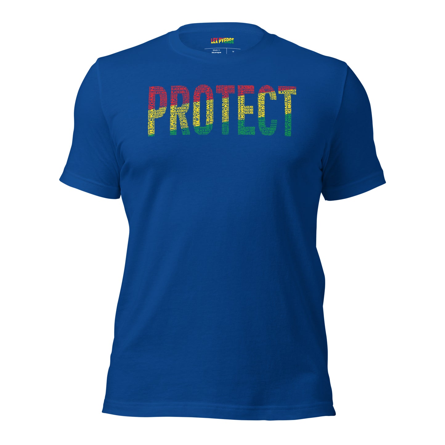 "PROTECT" Black Men, Black Women, Black Girls, and Black Boys  Pan-African Colored Word Cluster Short-Sleeve Unisex T-Shirt