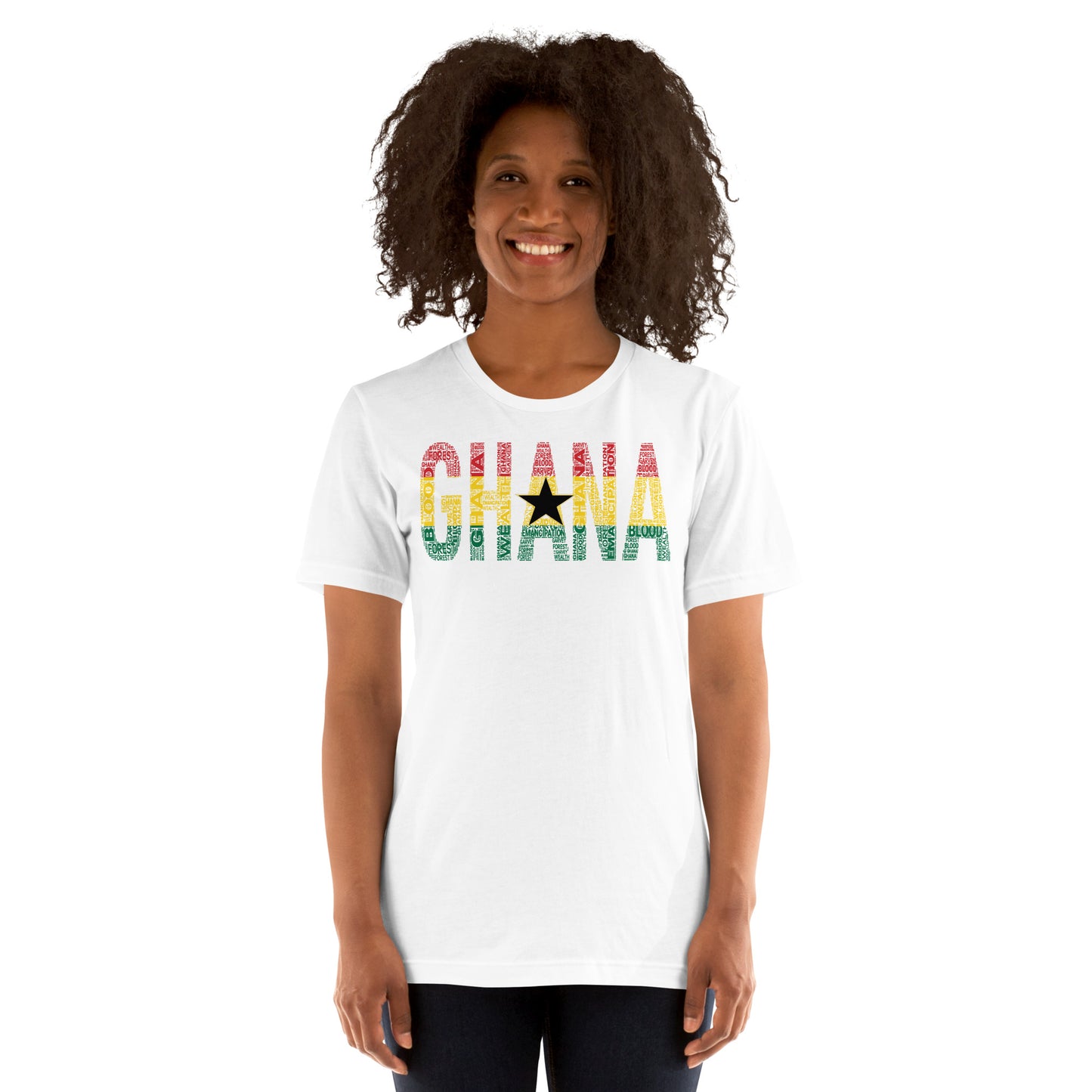 GHANA National Flag Inspired Word Cluster Short-Sleeve Unisex T-Shirt