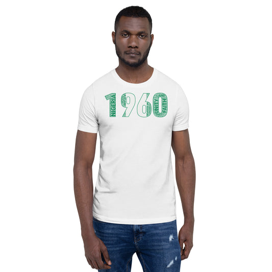 1960 Nigeria Independence Year Word Cluster Short-Sleeve Unisex T-Shirt