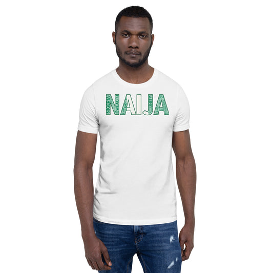 NIGERIA National Flag Inspired NAIJA Word Cluster Short-Sleeve Unisex T-Shirt