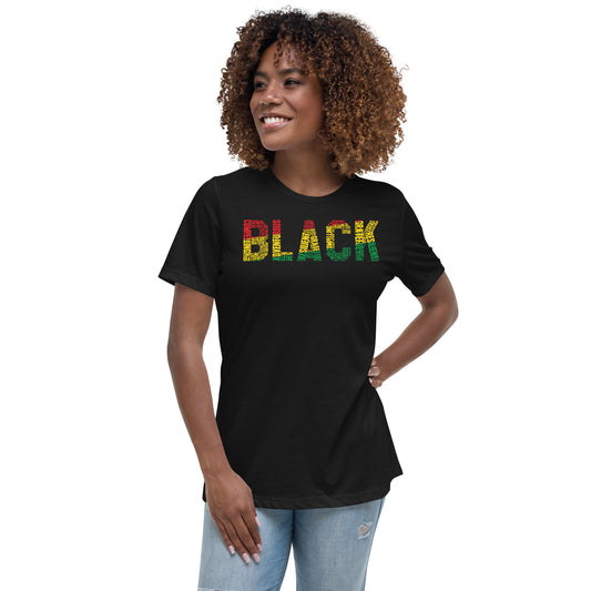 BLACK Pan African Word Cluster Women's Short Sleeve T-Shirt