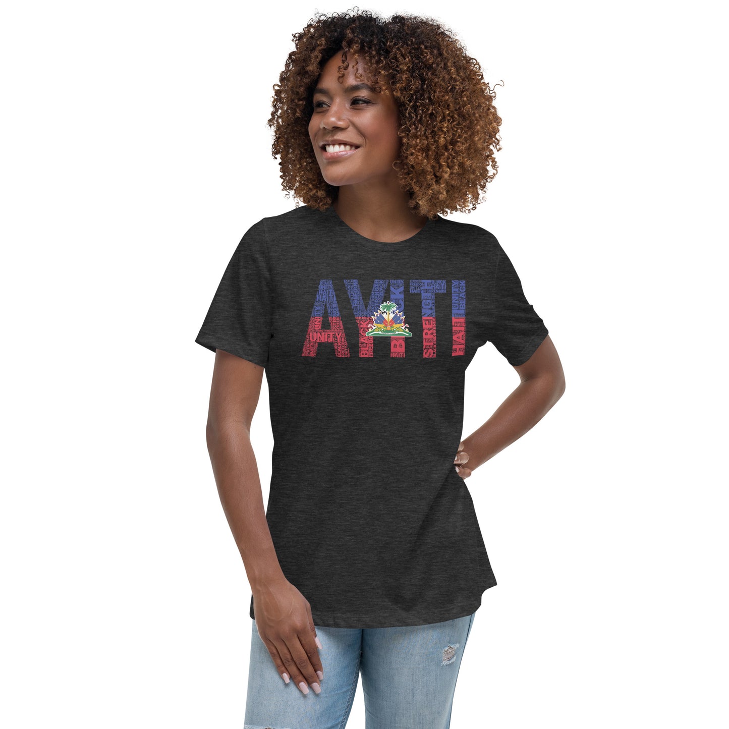 HAITI AYITI National Flag Inspired Word Cluster Women's Relaxed T-Shirt