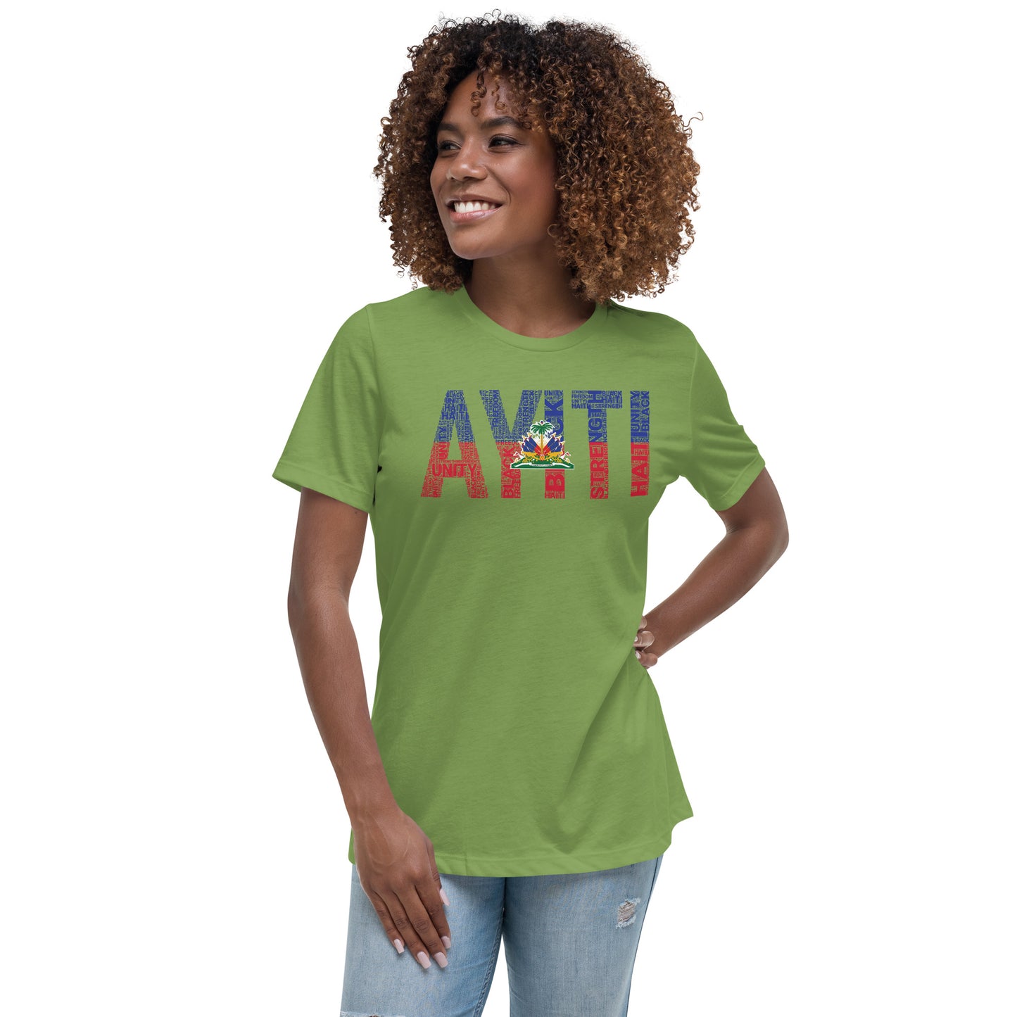 HAITI AYITI National Flag Inspired Word Cluster Women's Relaxed T-Shirt