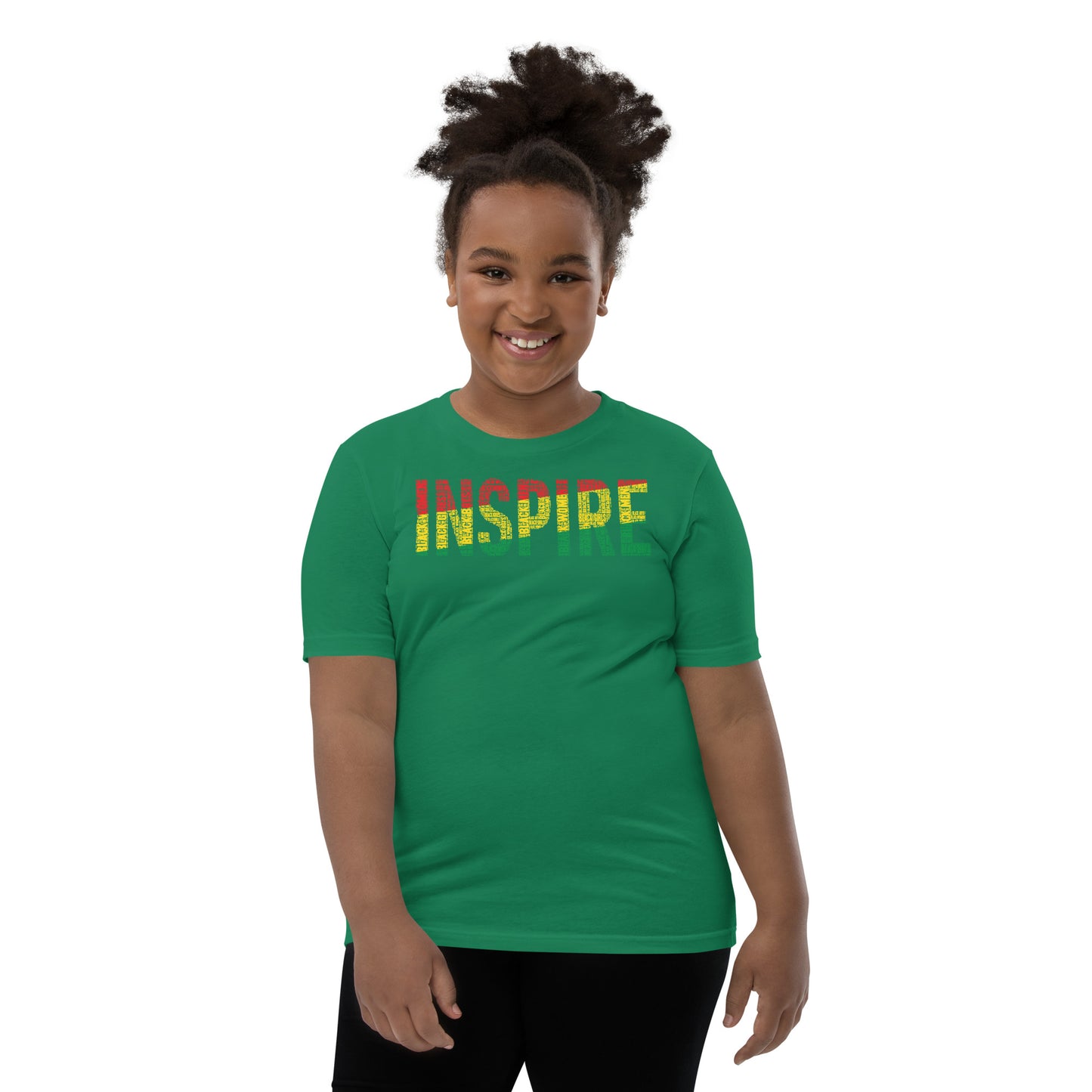 "INSPIRE" Pan-African Color Word Cluster Youth Short Sleeve T-Shirt