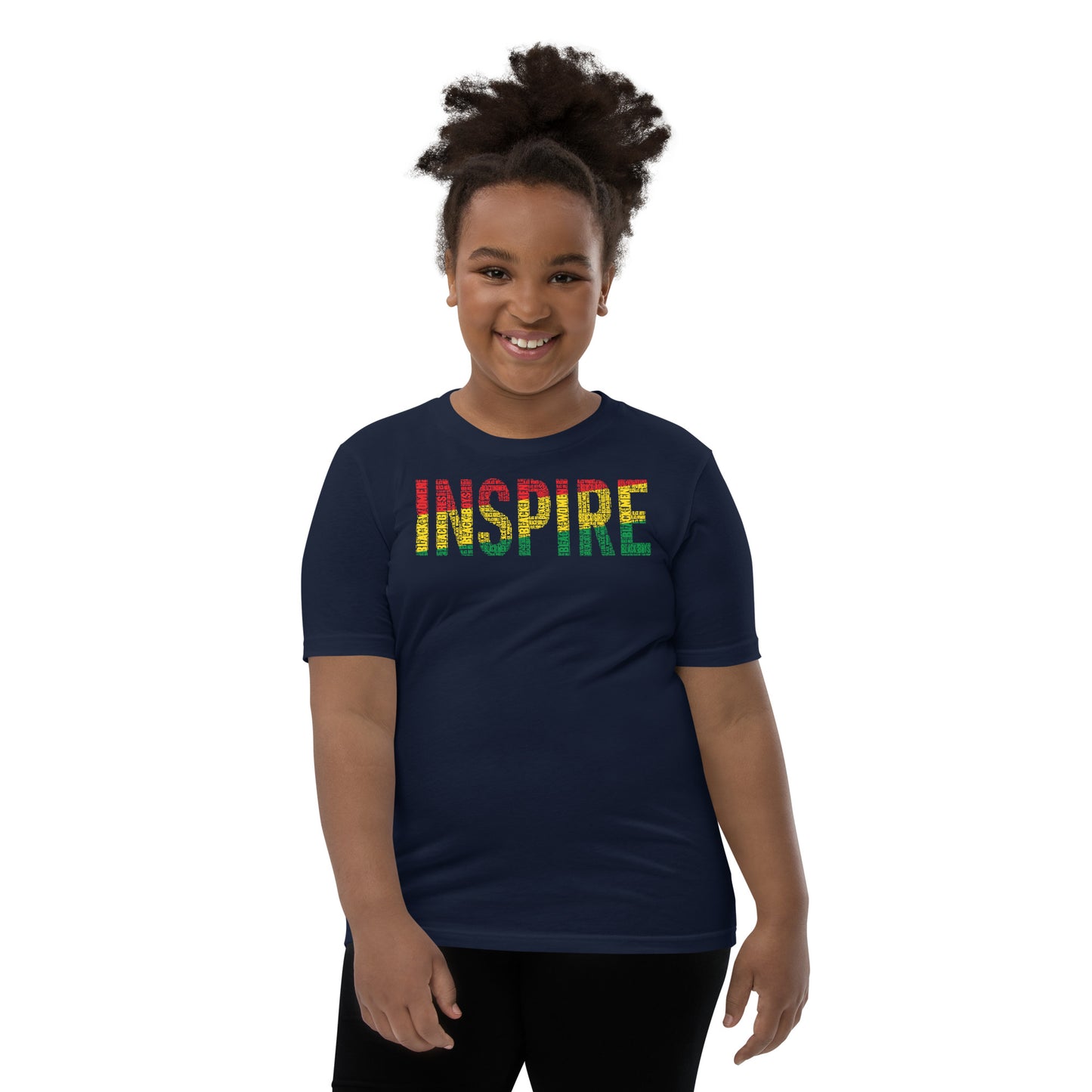 "INSPIRE" Pan-African Color Word Cluster Youth Short Sleeve T-Shirt