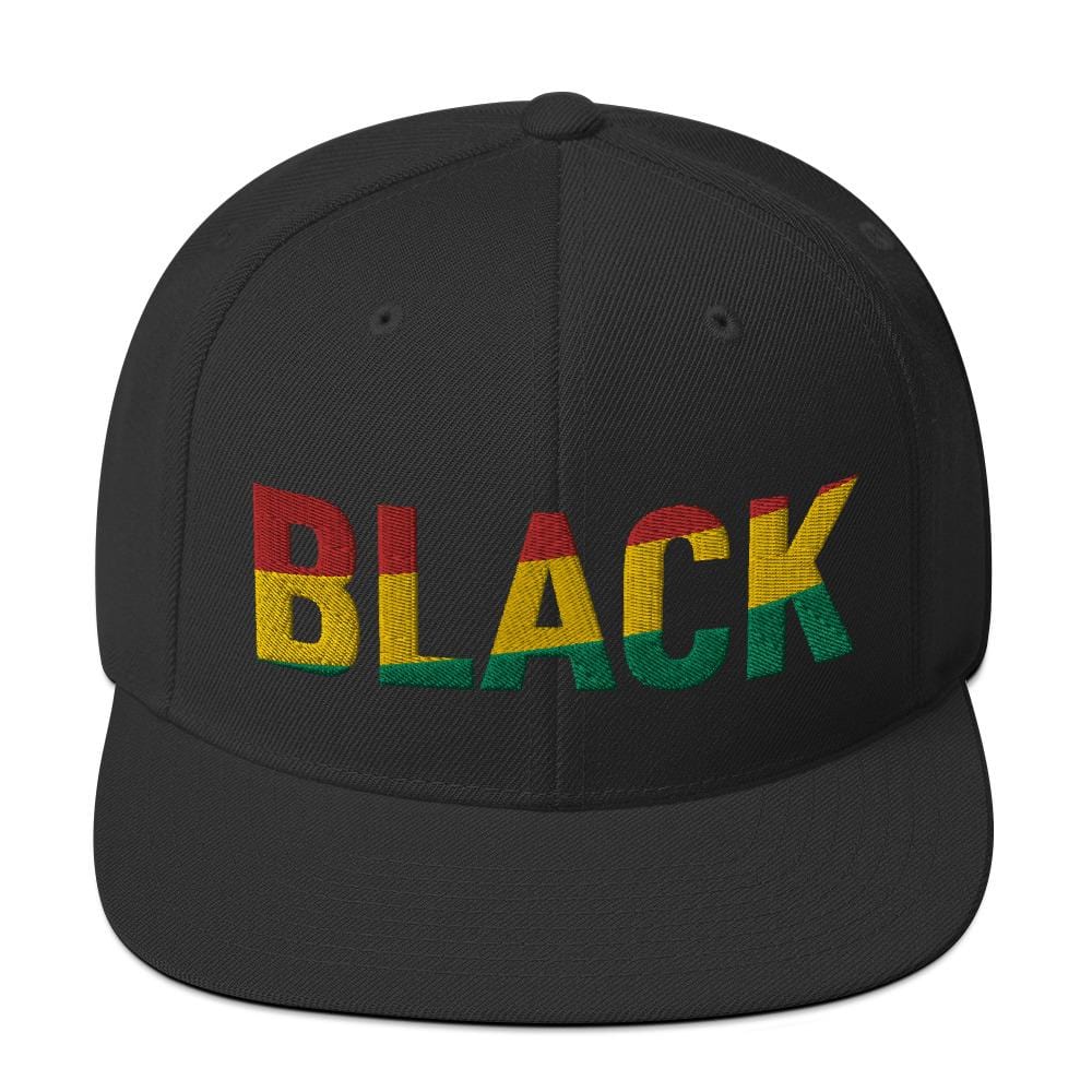 BLACK Snapback Hat with Pan-African Colors - pyerses-bookstore-and-clothing.myshopify.com