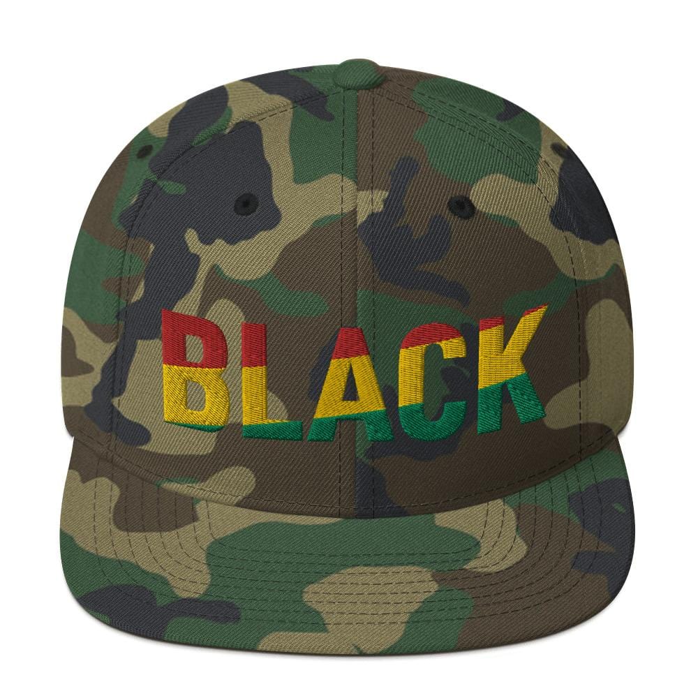 BLACK Snapback Hat with Pan-African Colors - pyerses-bookstore-and-clothing.myshopify.com