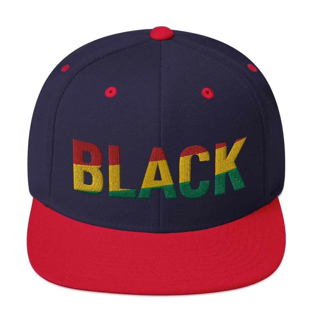 BLACK Snapback Hat with Pan-African Colors - pyerses-bookstore-and-clothing.myshopify.com