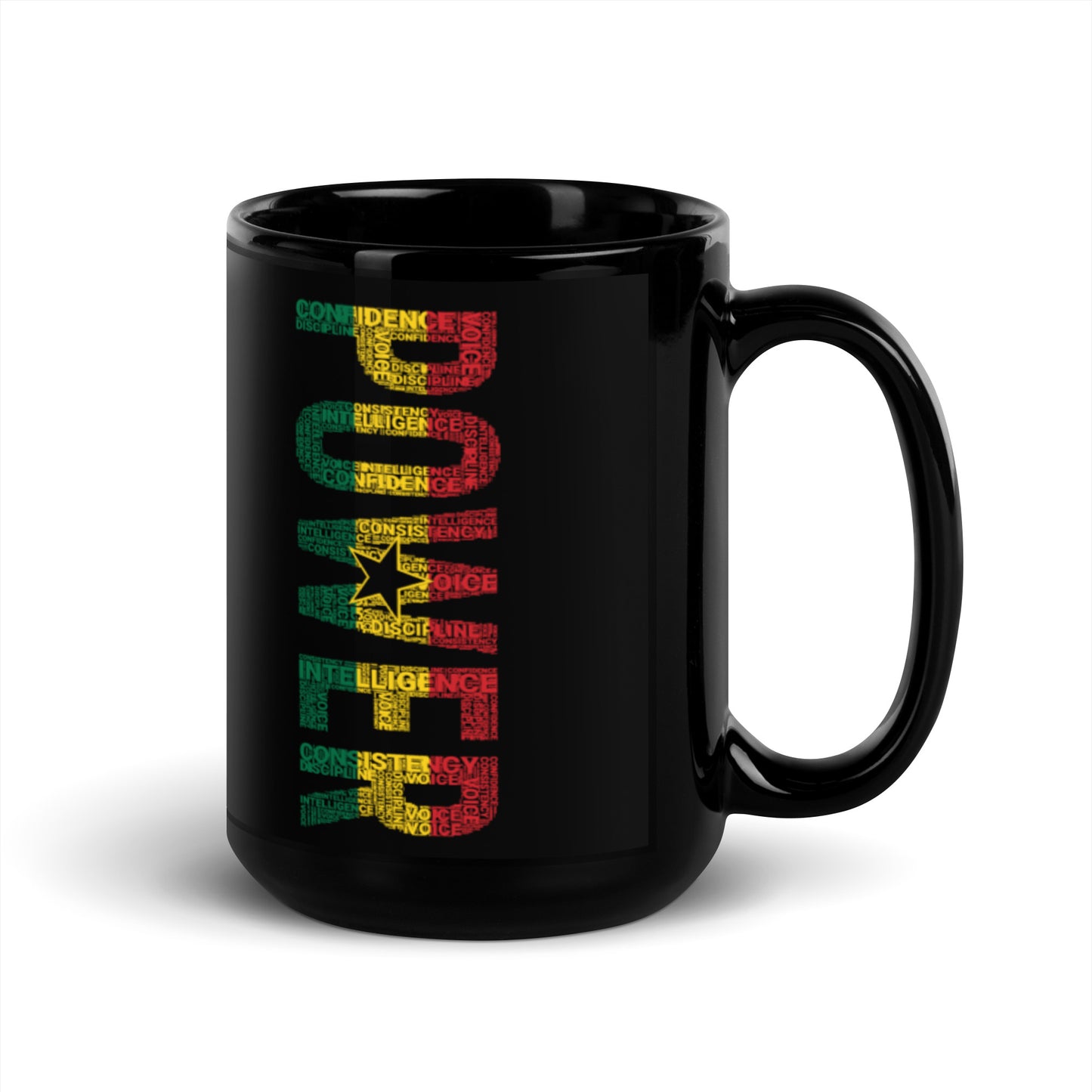 POWER Ghana Inspired Black Glossy Mug