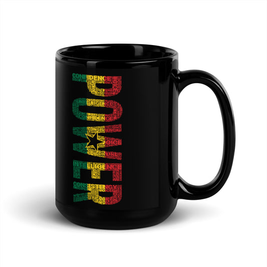 POWER Ghana Inspired Black Glossy Mug