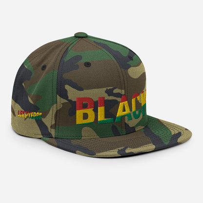 BLACK Snapback Hat with Pan-African Colors