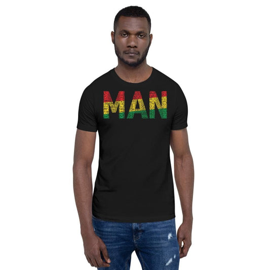 MAN Pan-African Colored Word Cluster Short-Sleeve Unisex T-Shirt - pyerses-bookstore-and-clothing.myshopify.com