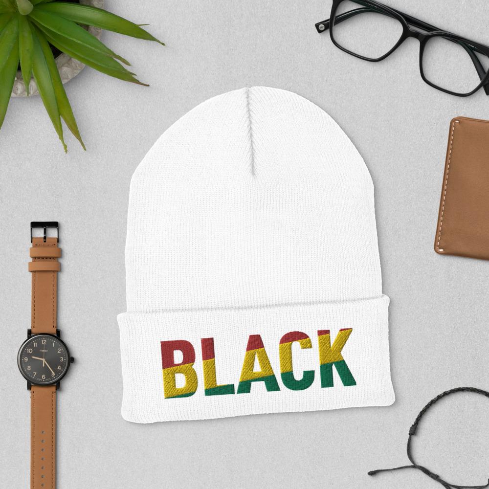 BLACK Pan African Colored Cuffed Beanie - pyerses-bookstore-and-clothing.myshopify.com