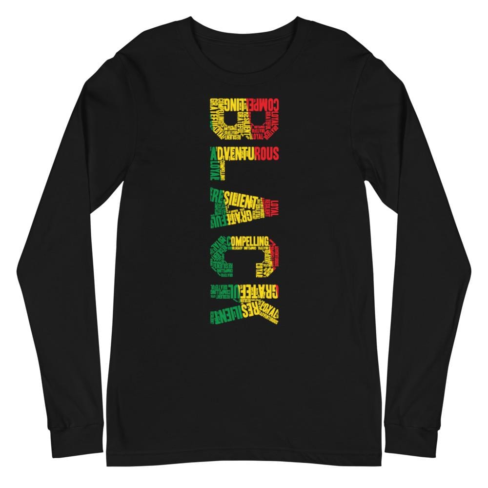 BLACK (VERTICAL) Pan African Inspired Unisex Long Sleeve Tee