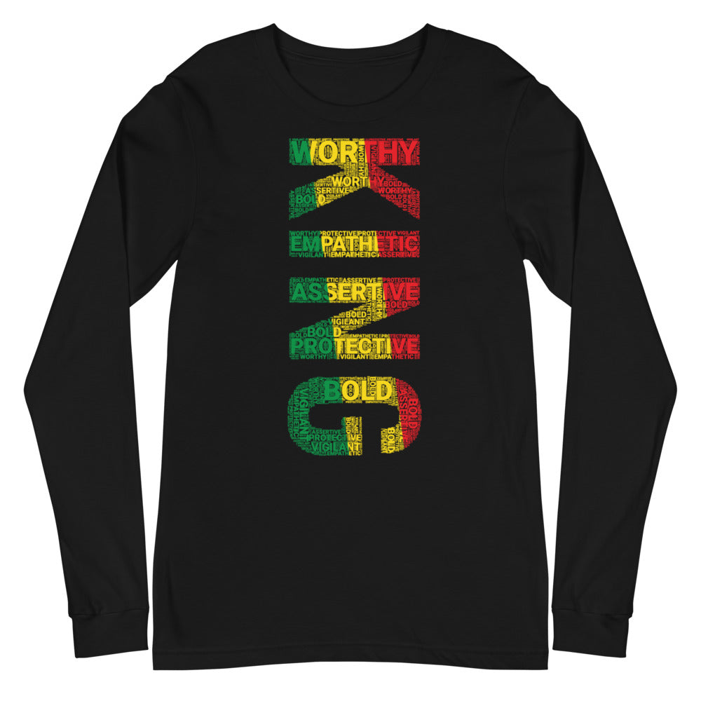 KING (VERTICAL) Pan African Inspired Unisex Long Sleeve T-Shirt