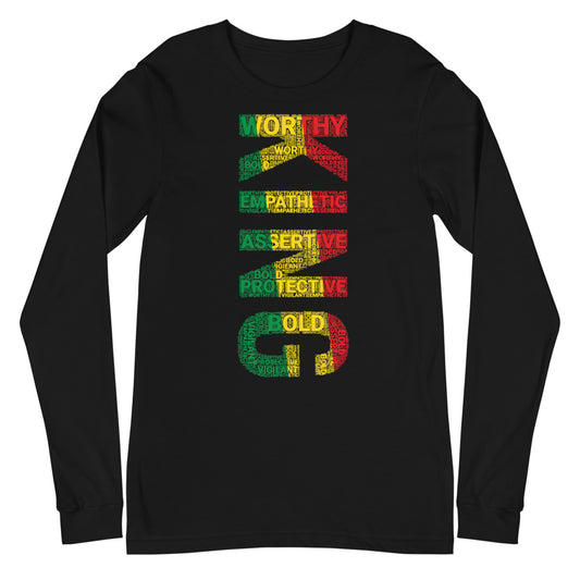 KING (VERTICAL) Pan African Inspired Unisex Long Sleeve T-Shirt