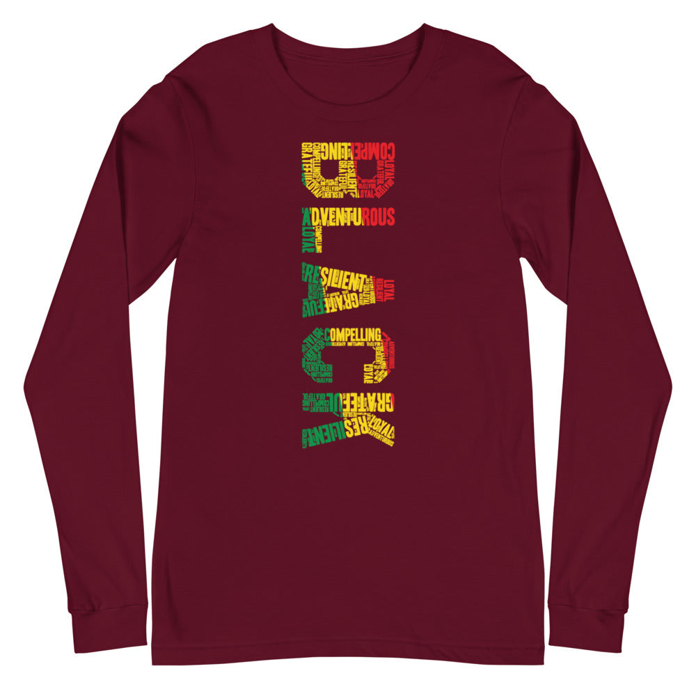 BLACK (VERTICAL) Pan African Inspired Unisex Long Sleeve Tee