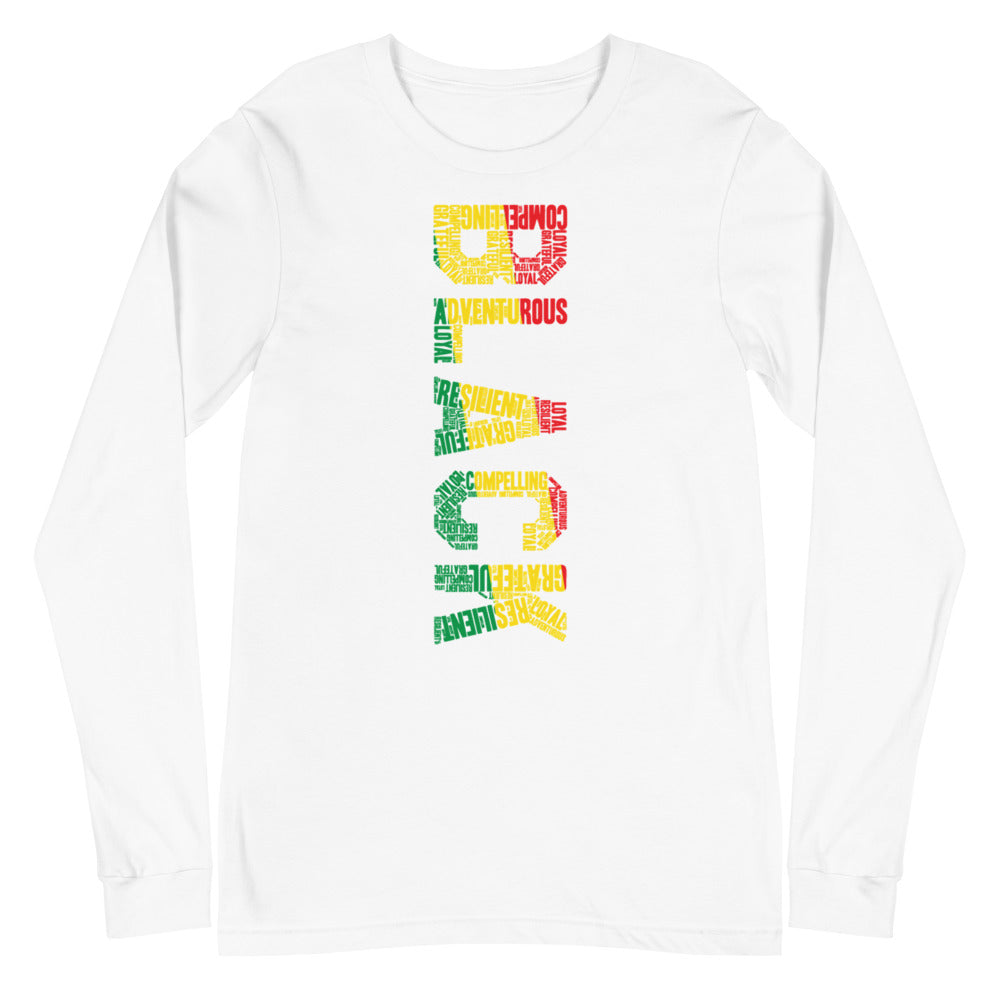 BLACK (VERTICAL) Pan African Inspired Unisex Long Sleeve Tee