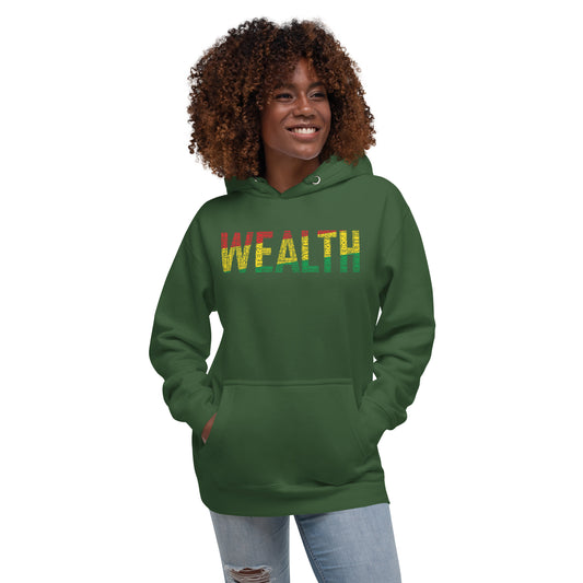 "WEALTH"  Pan-African Colored Word Cluster Unisex Hoodie