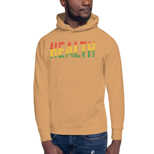 "HEALTH"  Pan-African Colored Word Cluster Unisex Hoodie