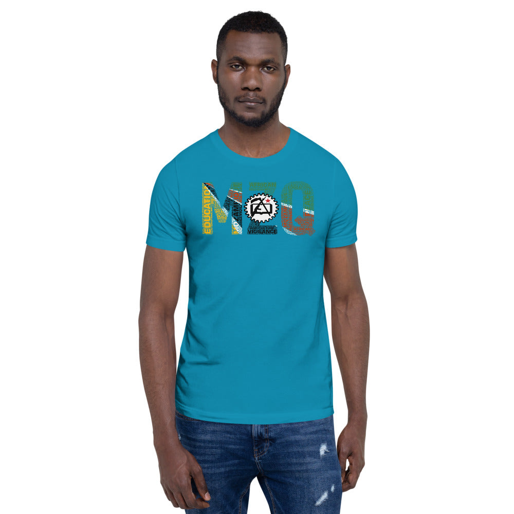 Mozambique 1975 Flag Inspired Word Cluster Unisex T-Shirt (Cogwheel)