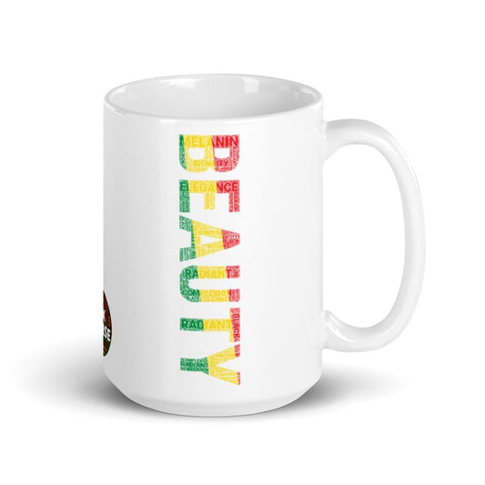 BEAUTY Pan African Inspired White glossy mug